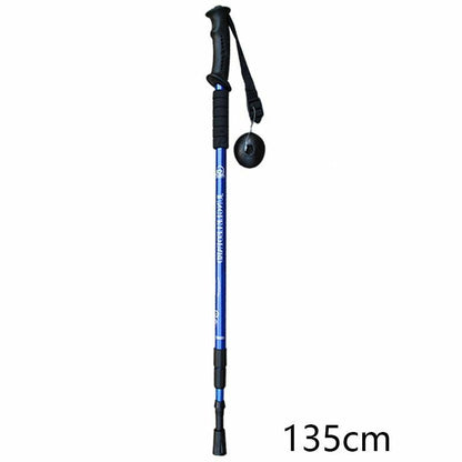 Telescopic Hiking Camping Climbing Walking Stick Trekking Pole Cane Elderly Red