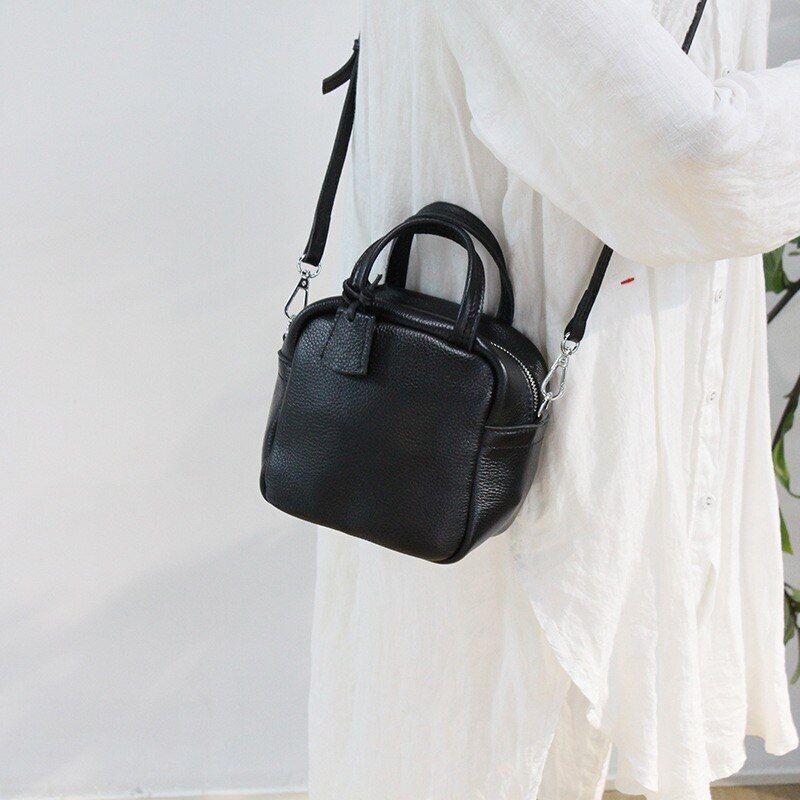 Genuine Leather Cowhide Handbag Purse Fashion Large Crossbody Bags 10*17*17 CM