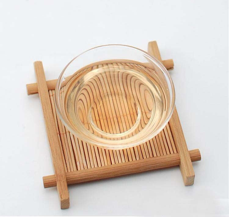 100% Bamboo Wood Trays For Tea Trays 7cm*7cm Creative Word Jing Concave Cup Mat