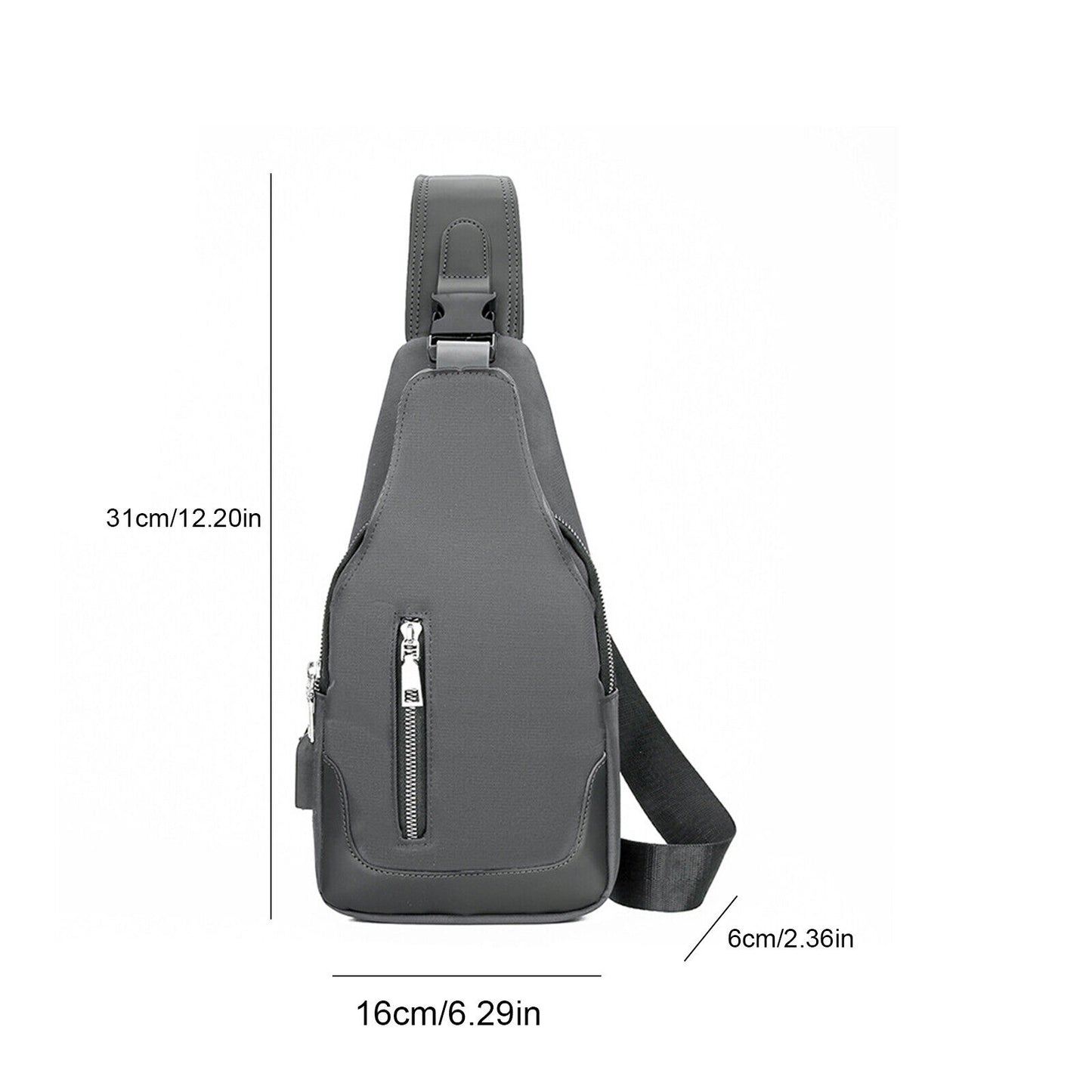 Men Durable Sling Bag USB Charging Port Chest Bags Outdoor Oxford Multipurpose