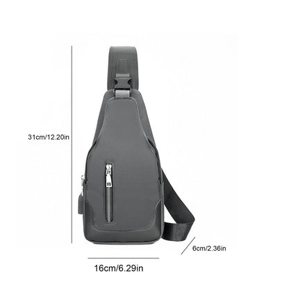 Men Durable Sling Bag USB Charging Port Chest Bags Outdoor Oxford Multipurpose