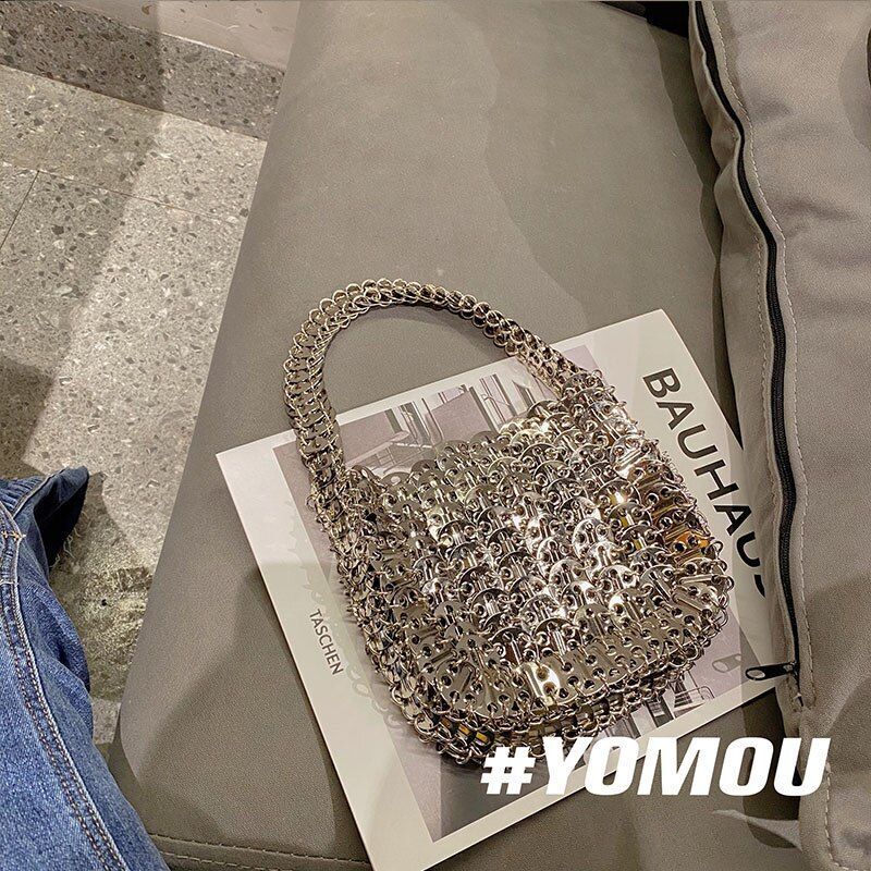 Luxury Bag Metal Sequins Chain Woven Bag Clutch Shoulder Handbag Bag 19*11*1 CM