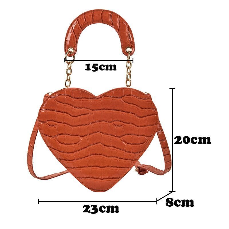Heart Bag Stone Pattern Synthetic Leather Crossbody Small Shoulder Purse Handbag