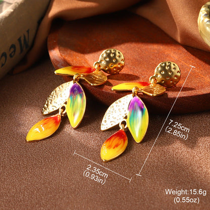 Enamel Colored Van Gogh Serie Oil Painting Personalized Design Classical Earring