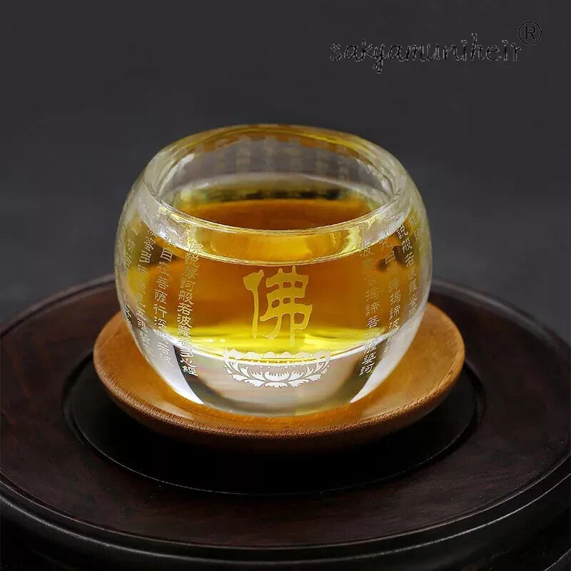Glass Kung Fu Cup, Chinese Buddhist scripture cup, heat-resistant tea cup
