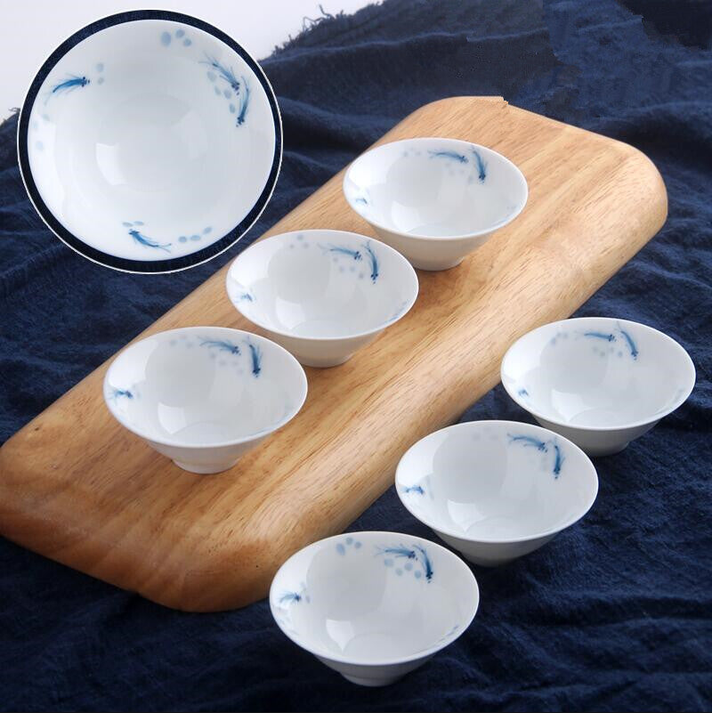 Tea Cup Porcelain Handpainted Jingdezhen Craft Pu'er Cup Chinese Kungfu Tea Cups