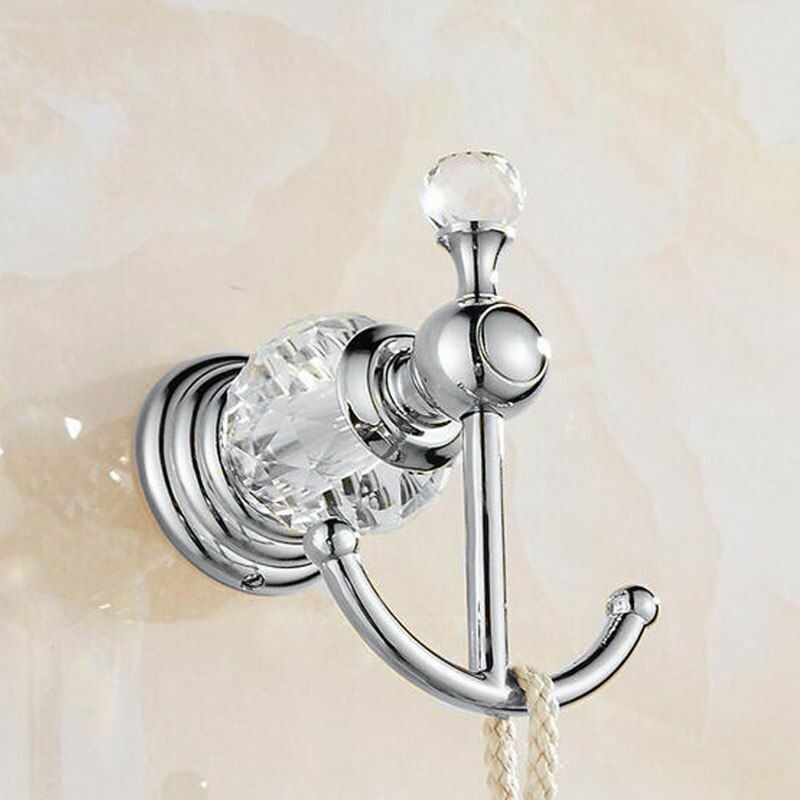 Luxury Crystal Silver Bathroom Accessories Chrome Polished Brass Hardware Sets