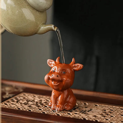 Chinese Zodiac ZishaTea Pet Animal Statue Decoration Handmade Sculpture Tea Set
