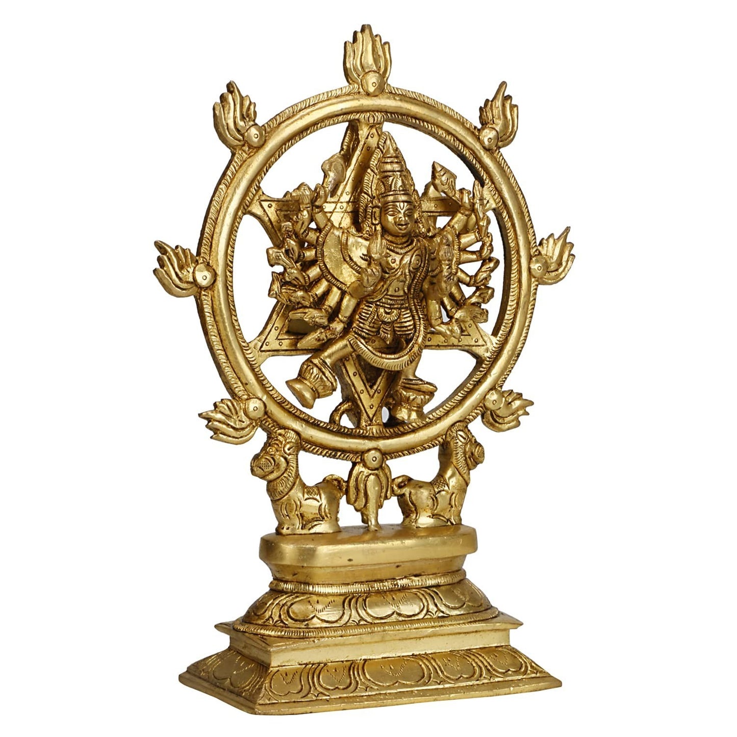 Hindu God Brass Lord Vishnu As Sudarshan & Narsimha Other Side Idol Figurines