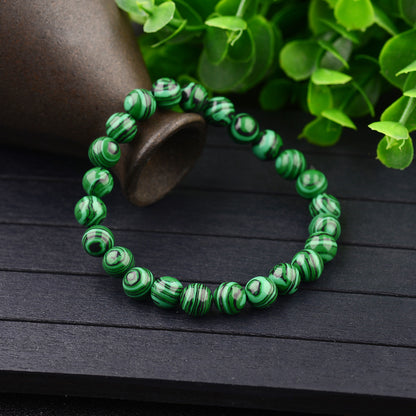Natural Handmade 6/8/10Mm Green Malachite Round Gemstone Beads Stretch Bracelets