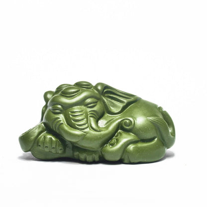 Yixing Zisha Green Clay Tea Pet Elephant Good Luck Statue Handmade Tea Play New