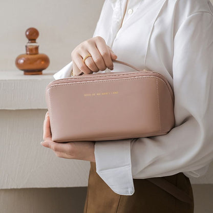 Traveling Storage Bags Organizer Purse Zipper 1Pc Pouch Cosmetic Case Pink/Brown