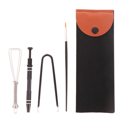 1Set Keyboard Cleaning Tool Keycap Puller Stem Holder Lube Brush w/Storage Bag