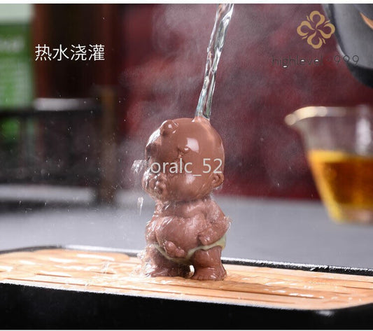 funny pee doll porcelain purple clay tea pet water spray lovely boy statue small
