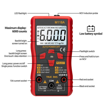 ANENG M118A Digital Multimeter AC/DC Spannungs Tester NCV Measuring 6000 Counts