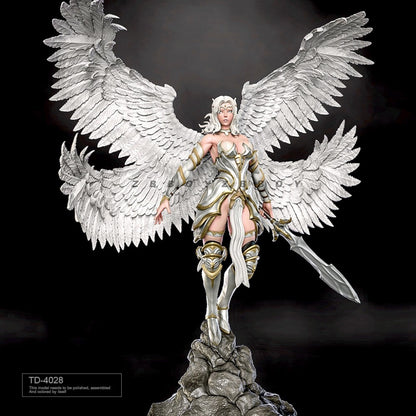 1/24 75mm Resin Figure Model Fantasy White Winged Angel Female War God unpainted
