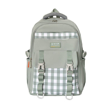 Plaid Waterproof College Backpack Laptop Traveling Book Backpack School Bag 1PC