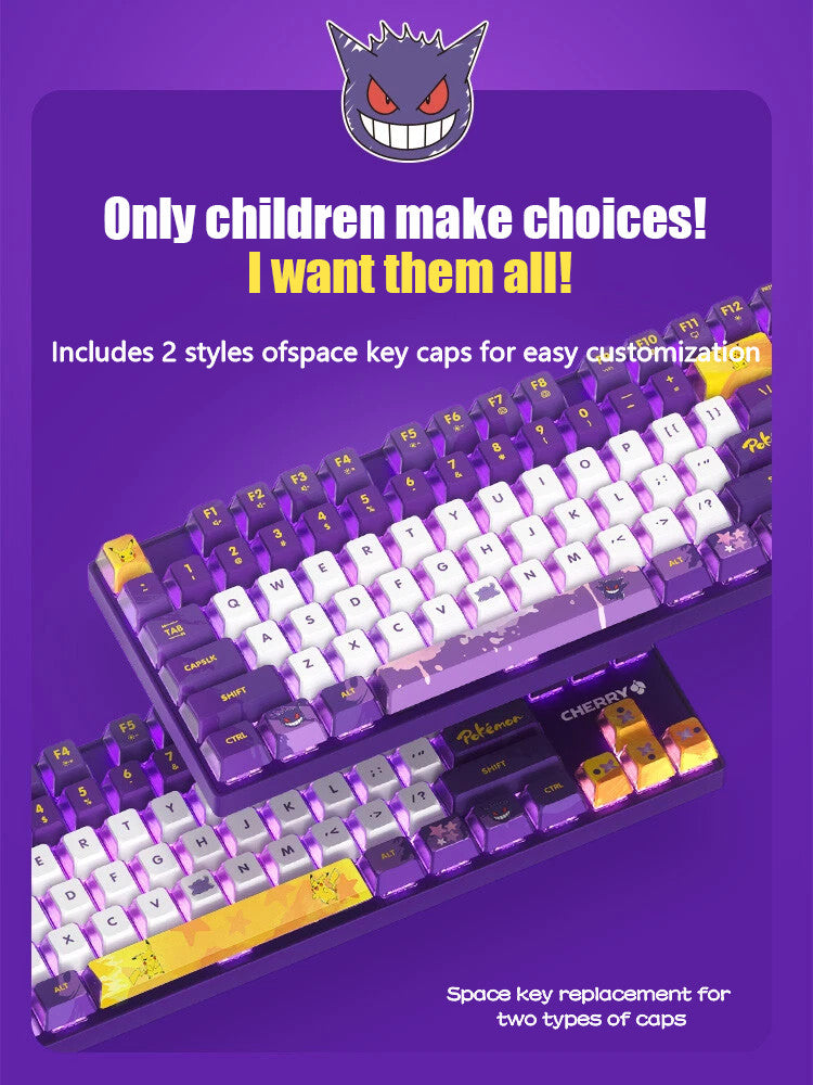 Cherry Pokémon Gengar MX8.2 XAGA Wireless MX2A Red Switch Mechanical Keyboard