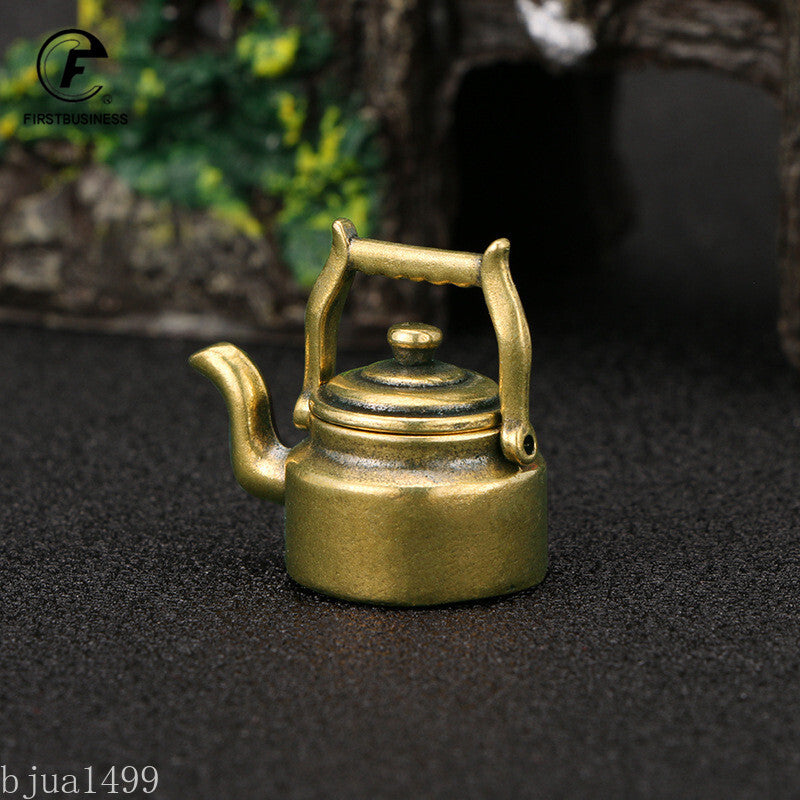 Antique Copper Mini Fingertip Kettle Teapot Pocket Incense Burner Retro Brass