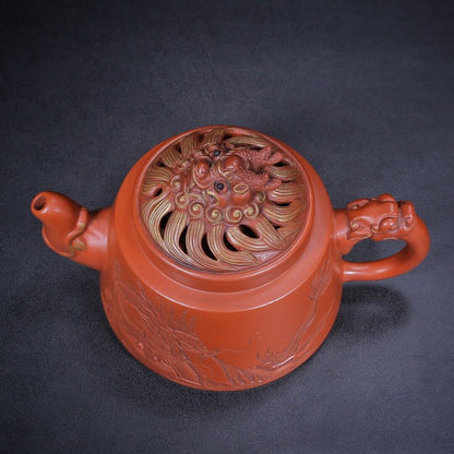 Chinese Yixing Zisha Clay Handmade Exquisite Teapot （龙吟（描金） 底款：朱可心）