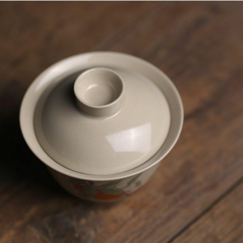 150ml Ceramic Persimmon Gaiwan Tureen Chinese Cup Bowls Kung Fu Tea Set Decorate