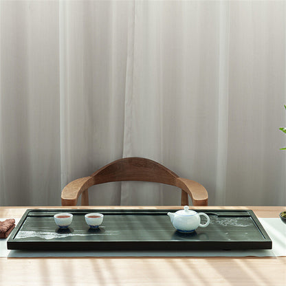 Natural Stone Tea Tray Heavy Black Stone Tea Table Stone Carving Art For Tea Set