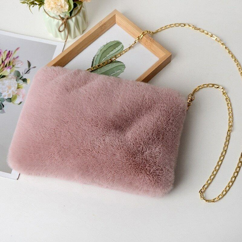 Pretty Cute Faux Rabbit Fur Handbag Shoulder Messenger Bag Fashion Long FurGrass