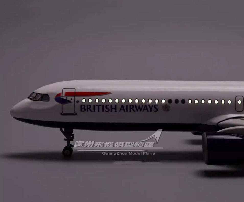 45CM 1:100 BRITISH AIRWAYS AIRBUS A321neo Airplane LED Sound Light Resin Model