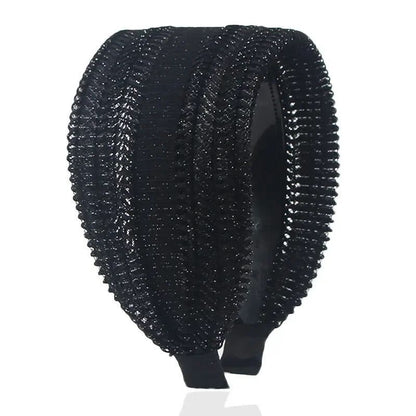 Women Headband Cloth 3 Inch Wide W/ Teeth Non-Slip Hairpin All-Matching Headwear