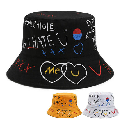Bucket Hat Fisherman Hat Hip Hop Cap Women's Men's Graffiti Letter Panama Hats