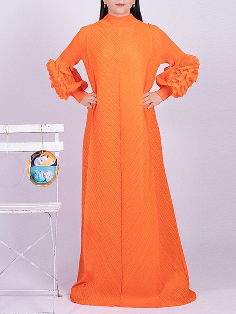 Dress Round Neck Spliced Full Sleeve Long Dresses Women Spring Clothes