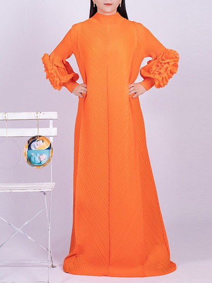 Dress Round Neck Spliced Full Sleeve Long Dresses Women Spring Clothes