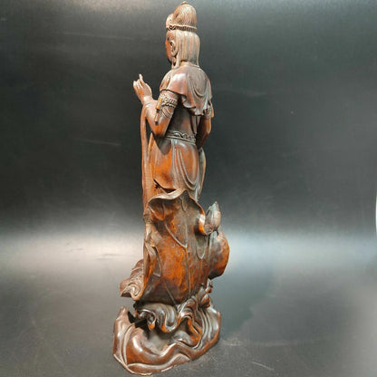 chinese wood buddha statue wooden quan kwan yin statue carvings decor art