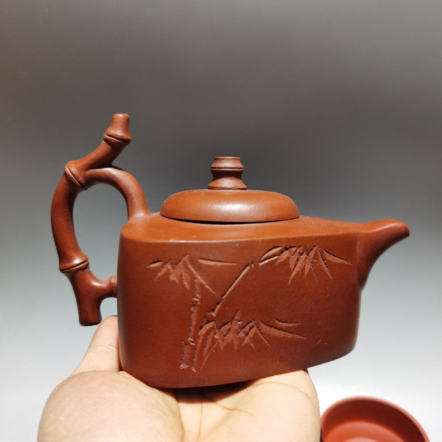 Chinese Yixing Zisha Clay Handmade Exquisite Teapot （矮竹舟套壶 低款：朱可心 )