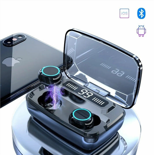 TWS Headphones Bluetooth 5.0 Wireless Earbuds CVC 8.0 Noise Reduction 8D LED