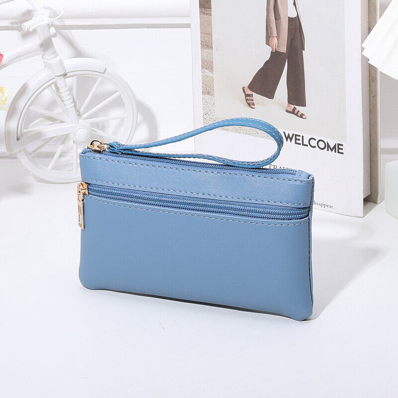 Women Leather Handbag Purses Zipper Long Wallet Women Pouch Wrist Wallet Vintage
