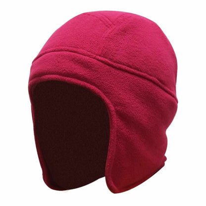 Men Women Warm Fleece Beanie Earflap Solid Color Adjustable Winter Hat Skull Cap