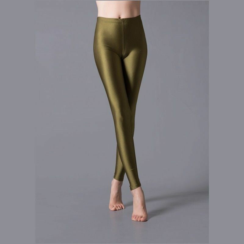 Women Leggings Solid Fluorescent Shiny Pant Spandex Shinny Elasticity Trousers