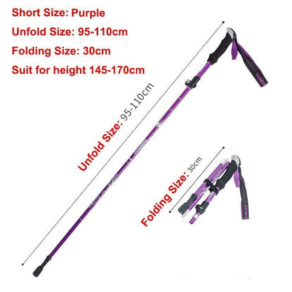 5-Section Folding Trekking Poles Nordic Walking Stick Hiking Telescopic Cane 1PC