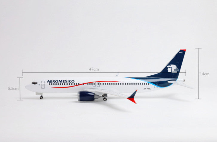 47CM 1:85 AEROMEXICO BOEING 737 MAX Passenger Airplane Landing gear Resin Model