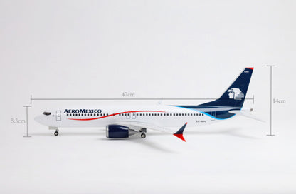 47CM 1:85 AEROMEXICO BOEING 737 MAX Passenger Airplane Landing gear Resin Model