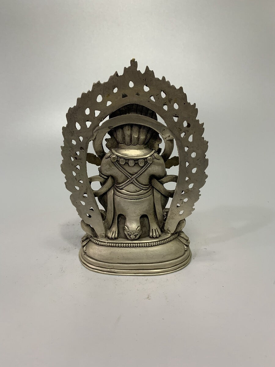 Exquisite Old Chinese Tibet Silver Handcarved Buddha King Kong Statue 618g