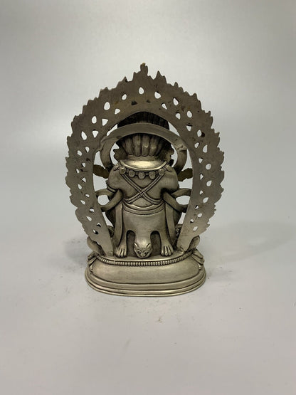 Exquisite Old Chinese Tibet Silver Handcarved Buddha King Kong Statue 618g