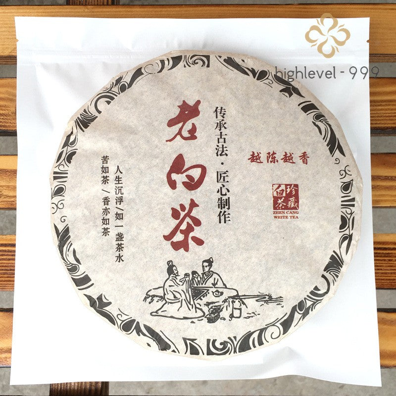 257g 2018 White Tea Cake Shoumei Gongmei Fuding Sun‑Dried Aged Compressed Tea