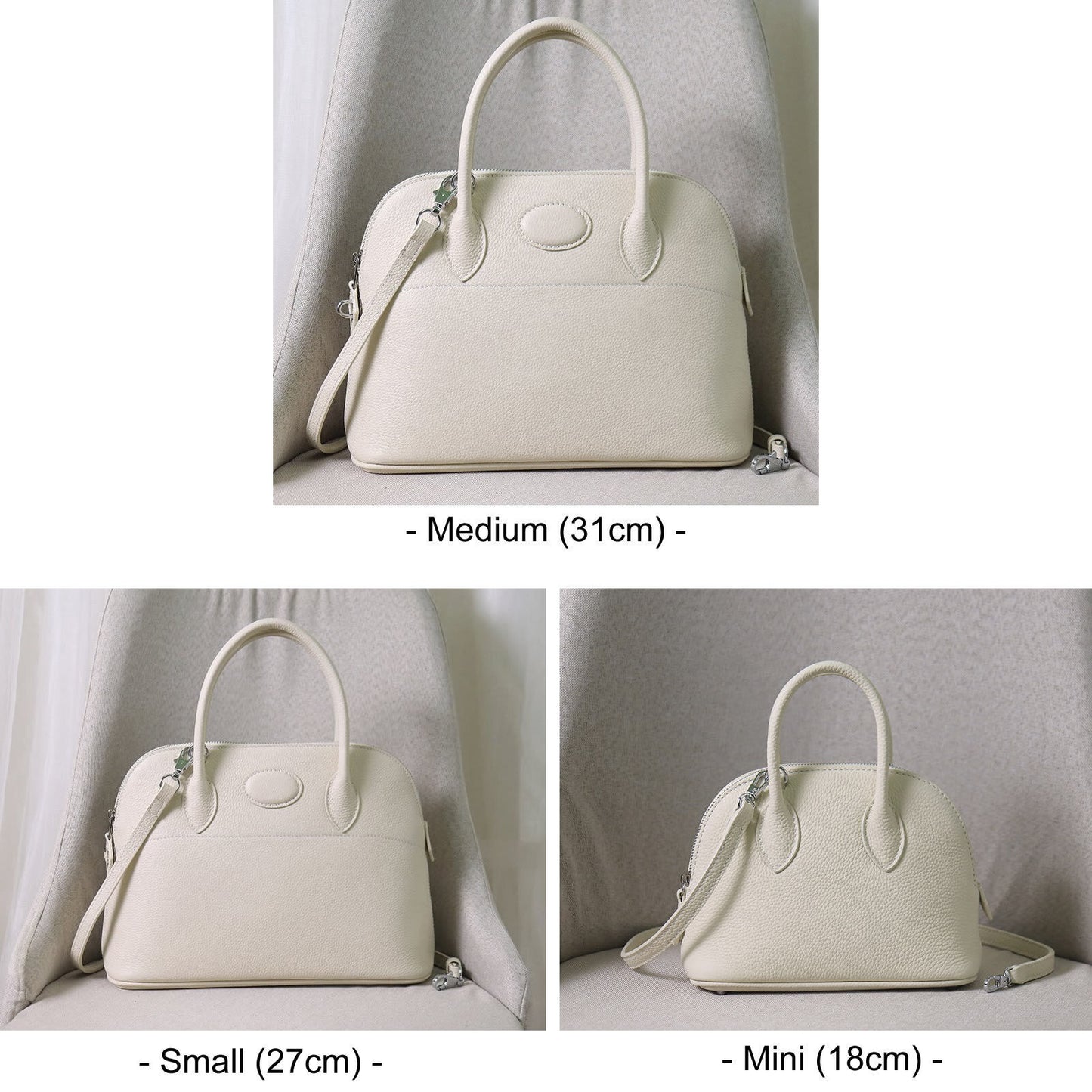 18/27/31 Real Leather Bowling Tote Purse Handbag Shoulder Bag Fashion Crossbody