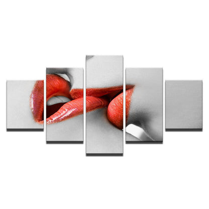 Red Lips Kiss Canvas Prints Painting Wall Art Home Decor Picture 5PCS