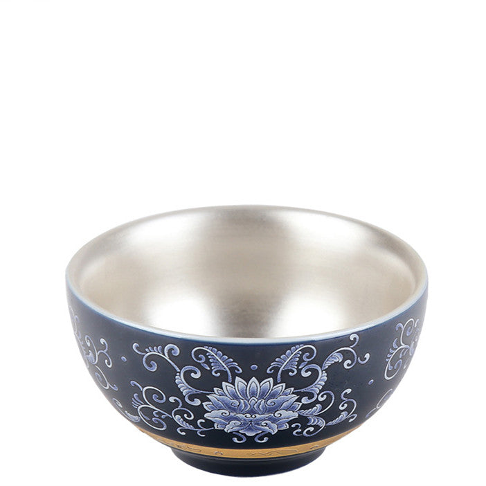3" Chinese Jingdezhen Silver Cup Handmade Porcelain Cup of Tea Cups Home Collect
