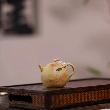 True Yixing Zisha Duan Clay Tea Pot Handmade Kungfu Pot Bionic Orange Master Pot