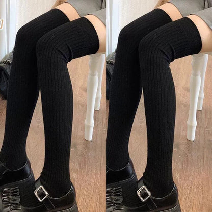 Women Long Socks 1-2 Pairs Wool Cashmere Stockings Girls Autumn Winter Warm Knee