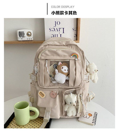 Large Women Multi-Pocket Nylon Backpack School Student Bag Backpack Laptop Book